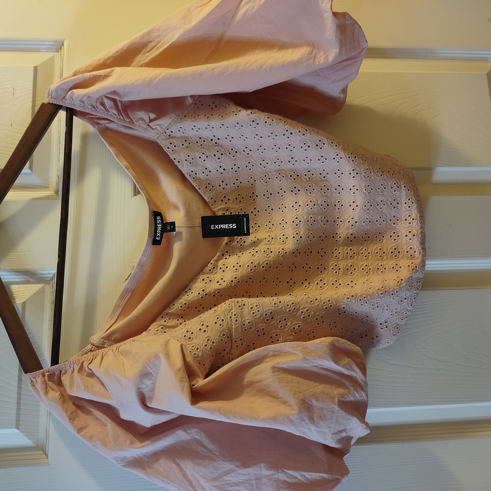 Express Peach Eyelet Blouse